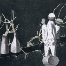Thaddée,Collage sur papier, 16 x 21,4 cm